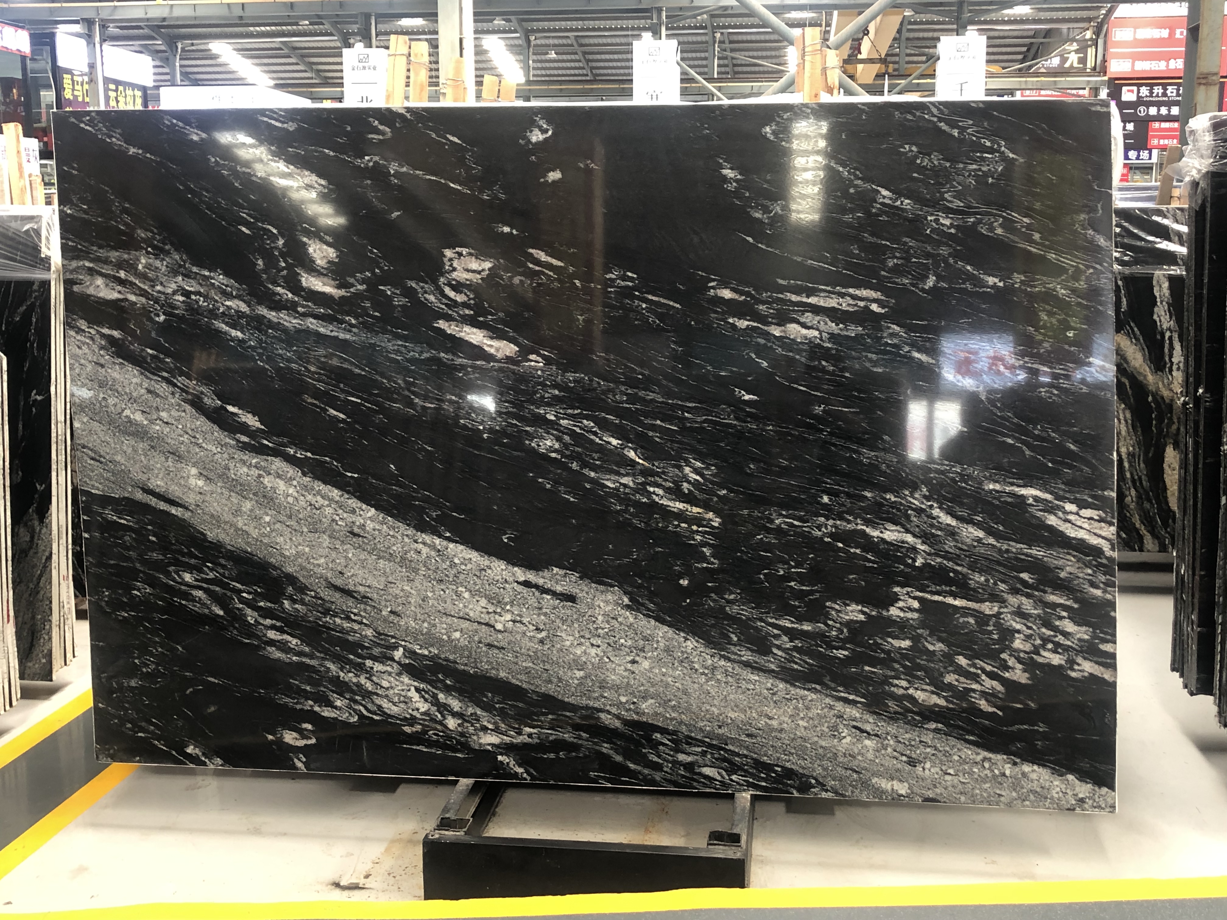 Cosmic Black Manhattan Black Granite Slab