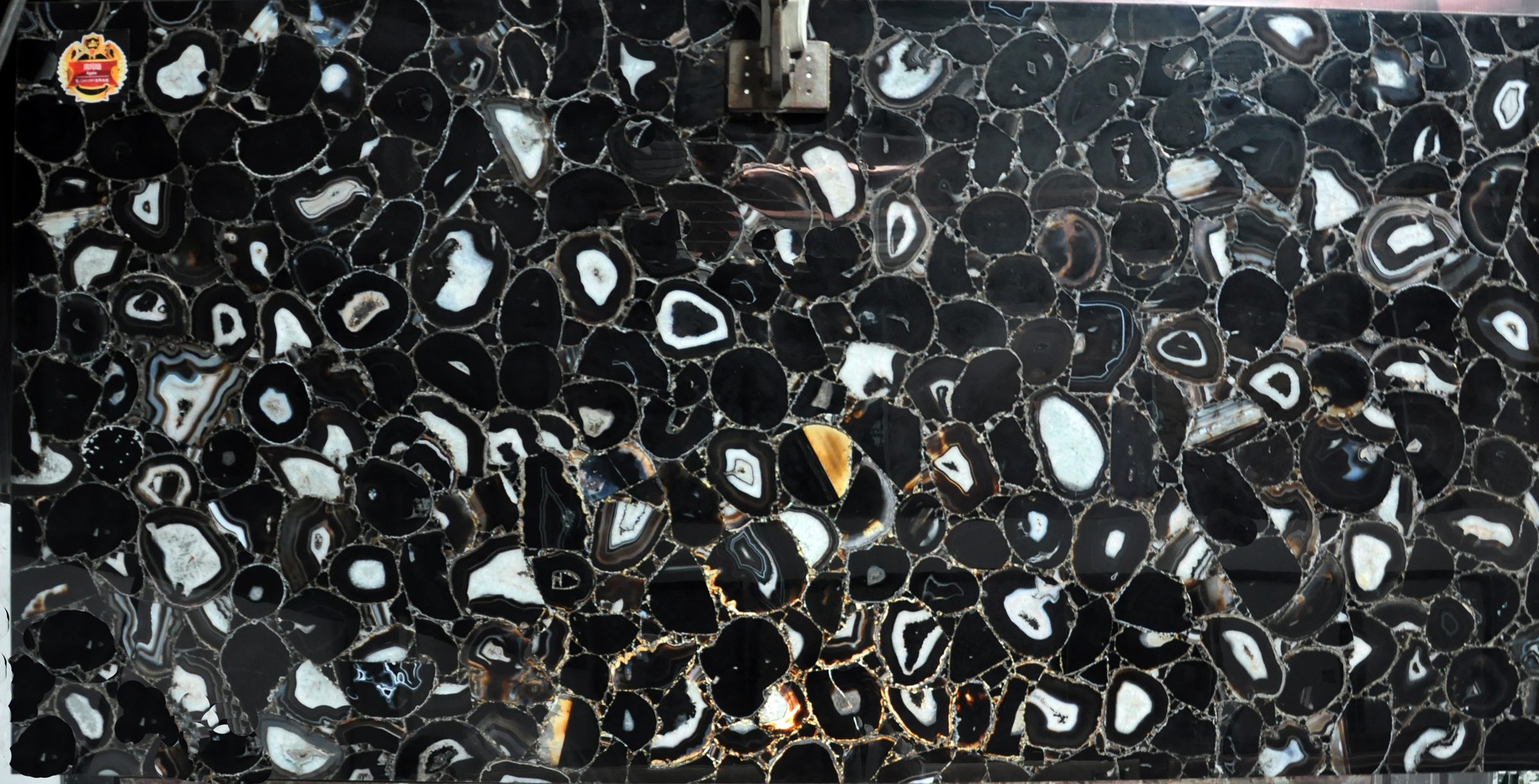 Semi Precious Stone Backlit Black Agate Slab